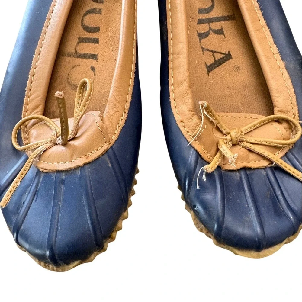 Chooka Navy Blue Duck Skimmer Flats Women's Size 8 Rubber Rain Shoes Slip On